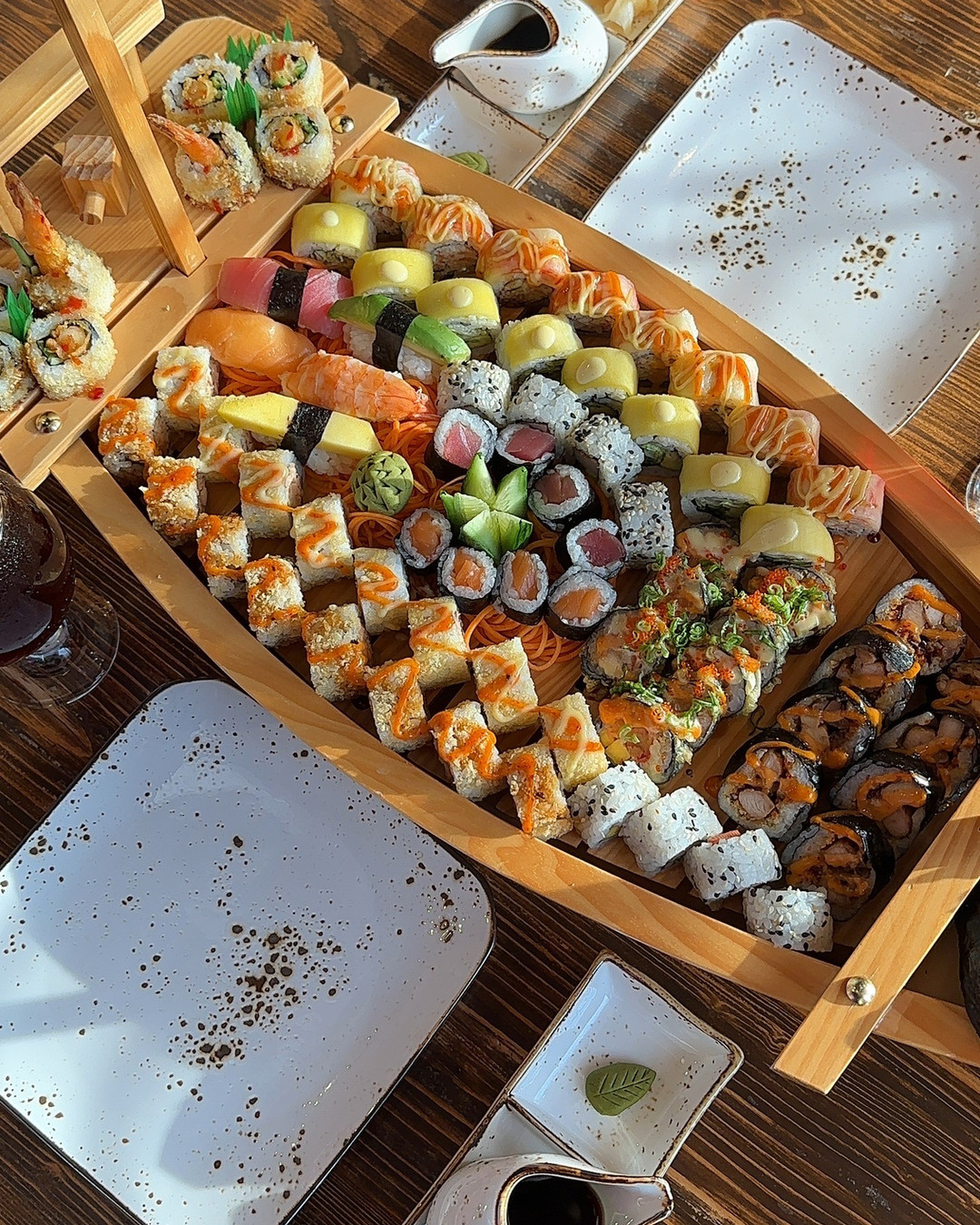 Sushi boat with 29 sushi choices at RAYU